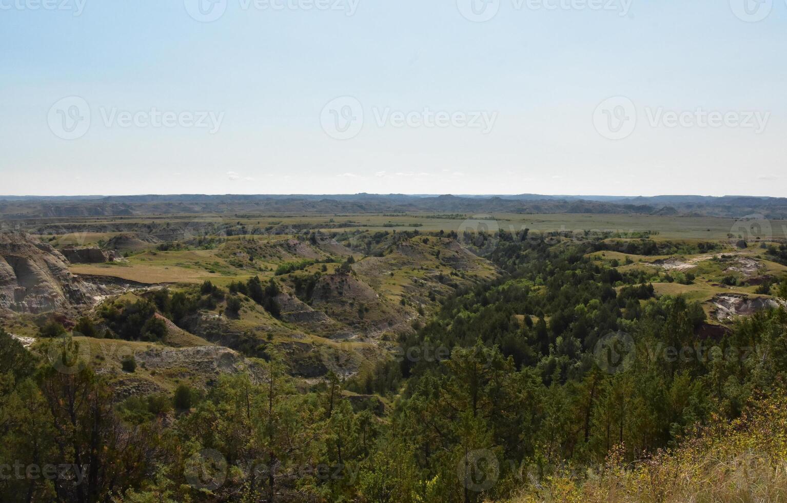 Looking Down into a Rugged Canyon Basin photo