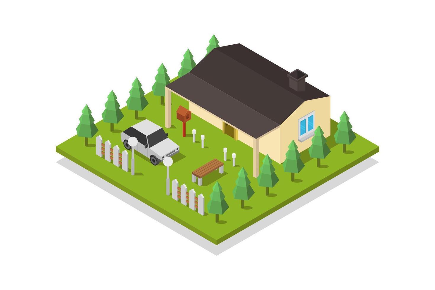 Illustrated isometric house vector