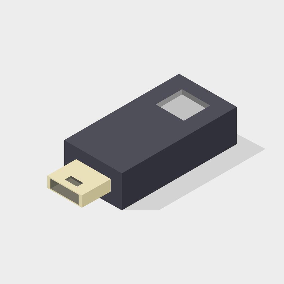 Illustrated isometric usb drive vector