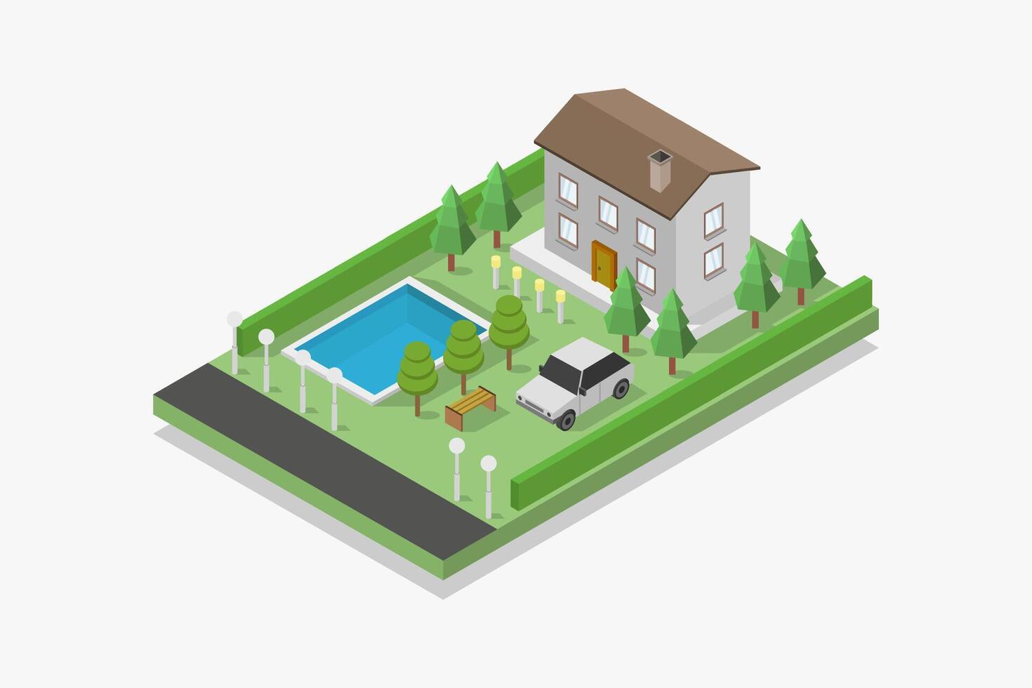 Illustrated isometric house vector