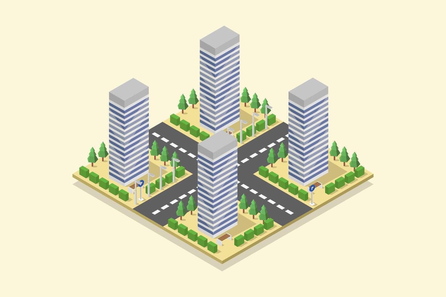 Illustrated isometric city vector