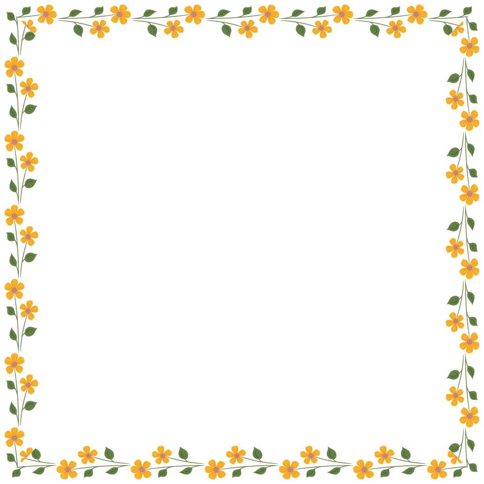 Vector hand drawn spring floral frame