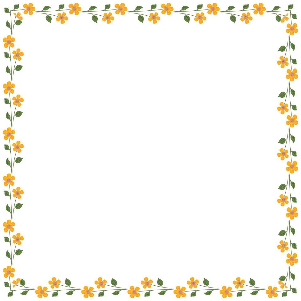 Vector hand drawn spring floral frame