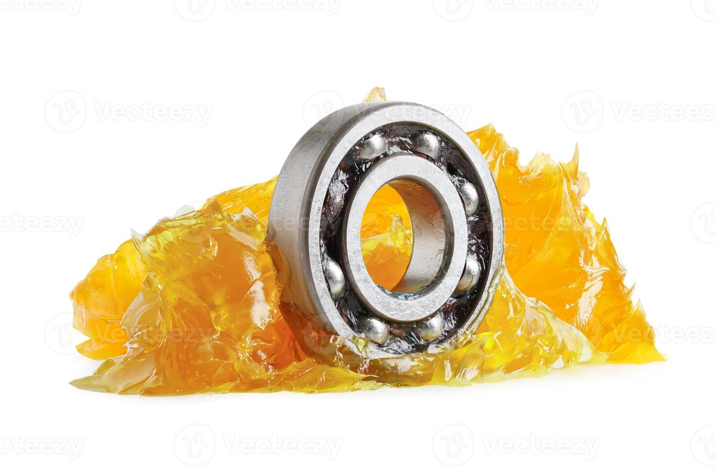 Grease and ball bearing  isolated on white background with, lithium machinery lubrication for automotive and industrial. photo