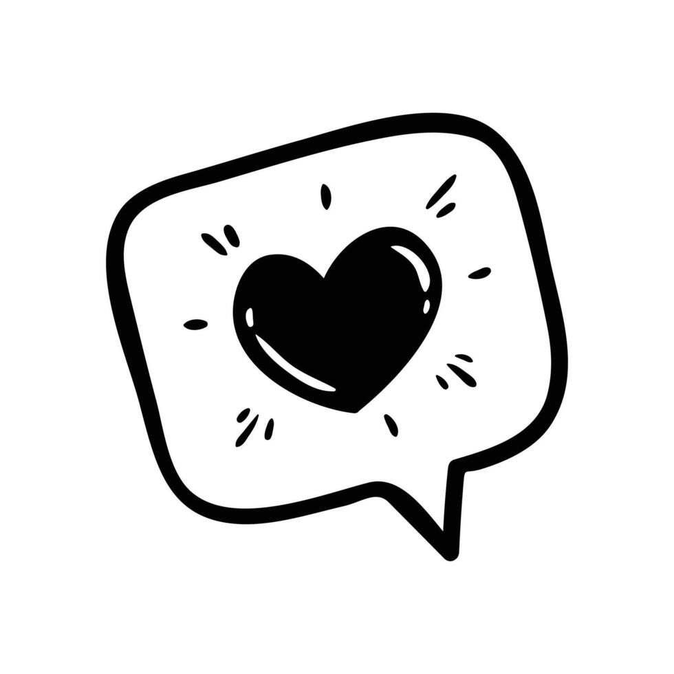 vector love message element vector in doodle style