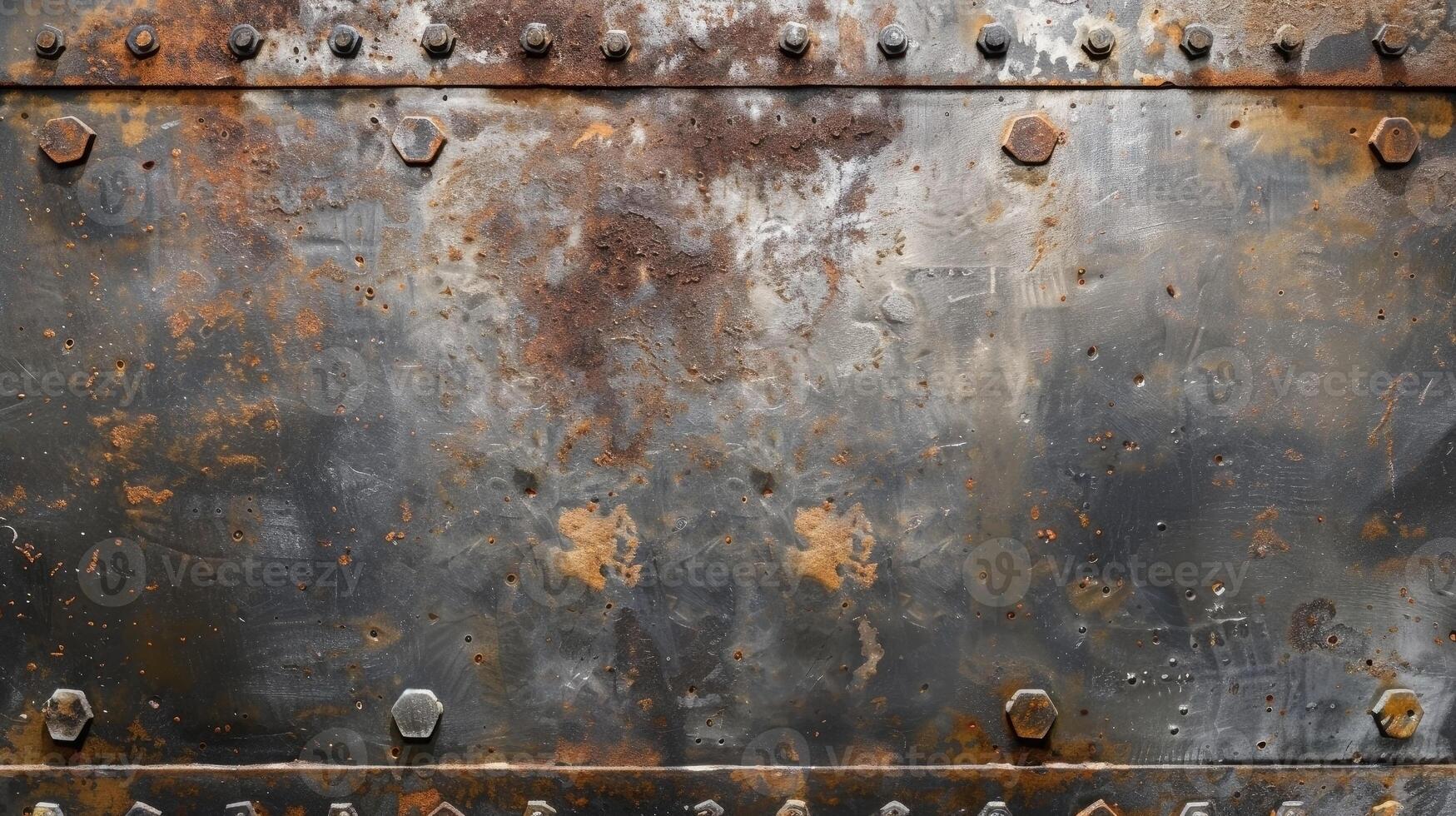 AI generated Dark worn rusty metal texture background. photo