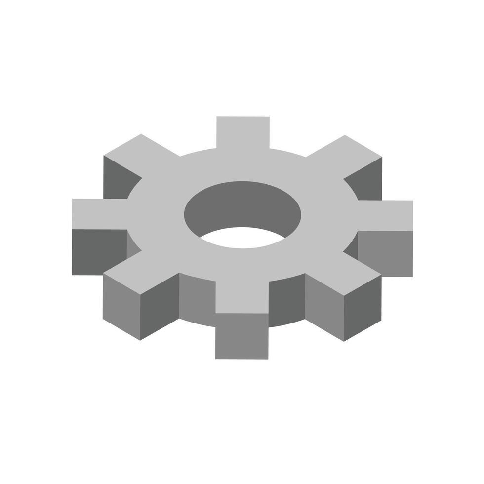 Gear wheel icon, isometric style on white background vector