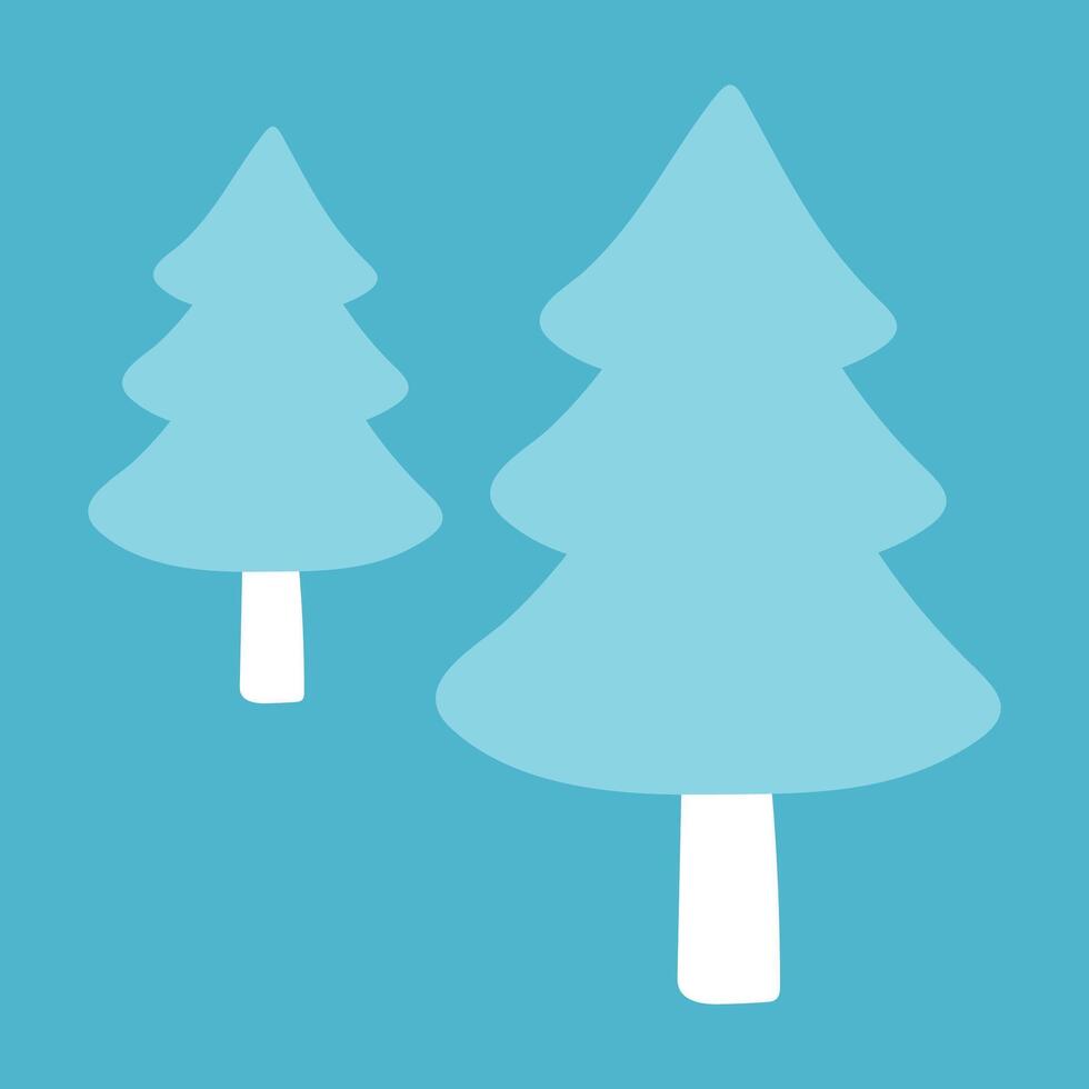 vector white christmas trees in flat design