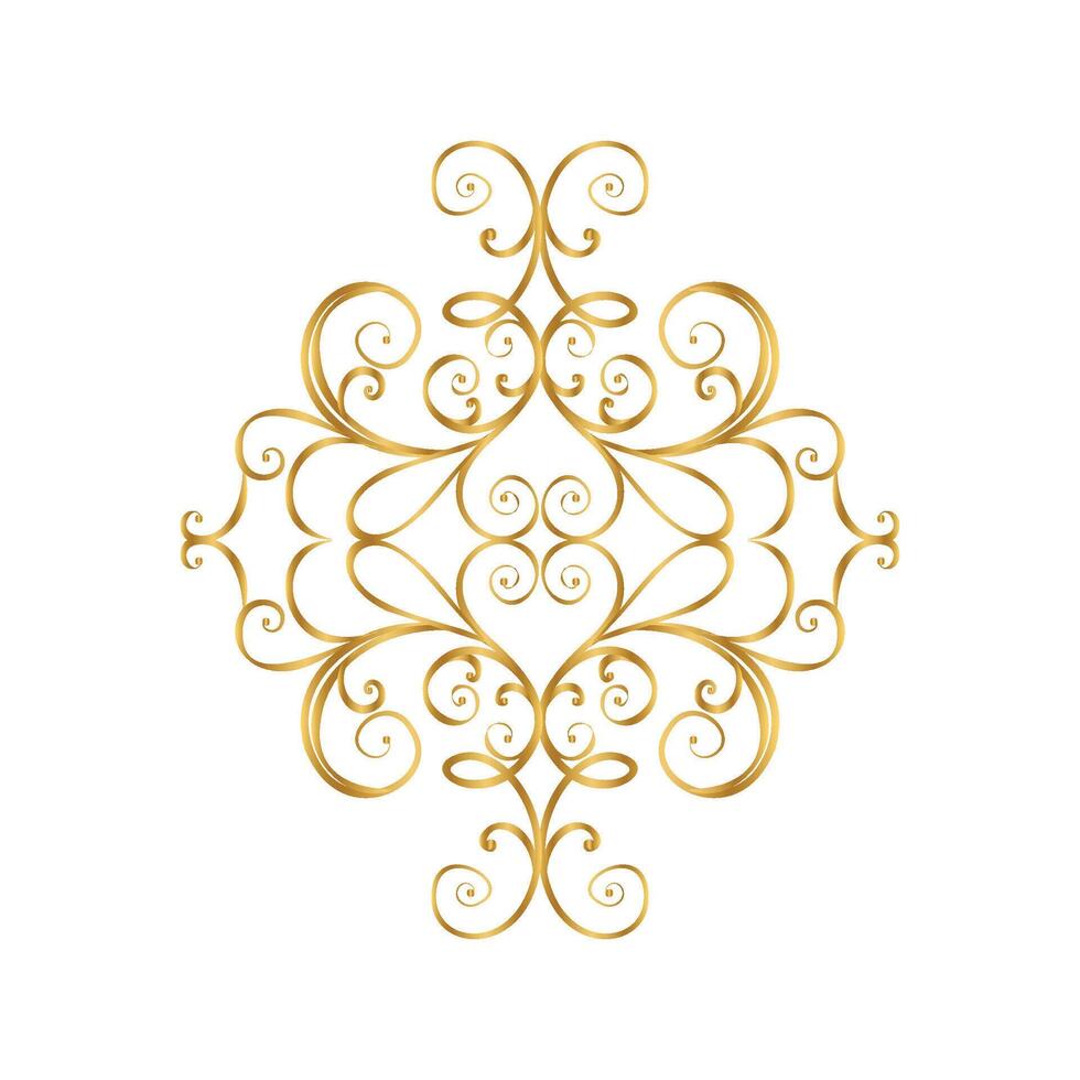 Golden baroque flourish elements vector