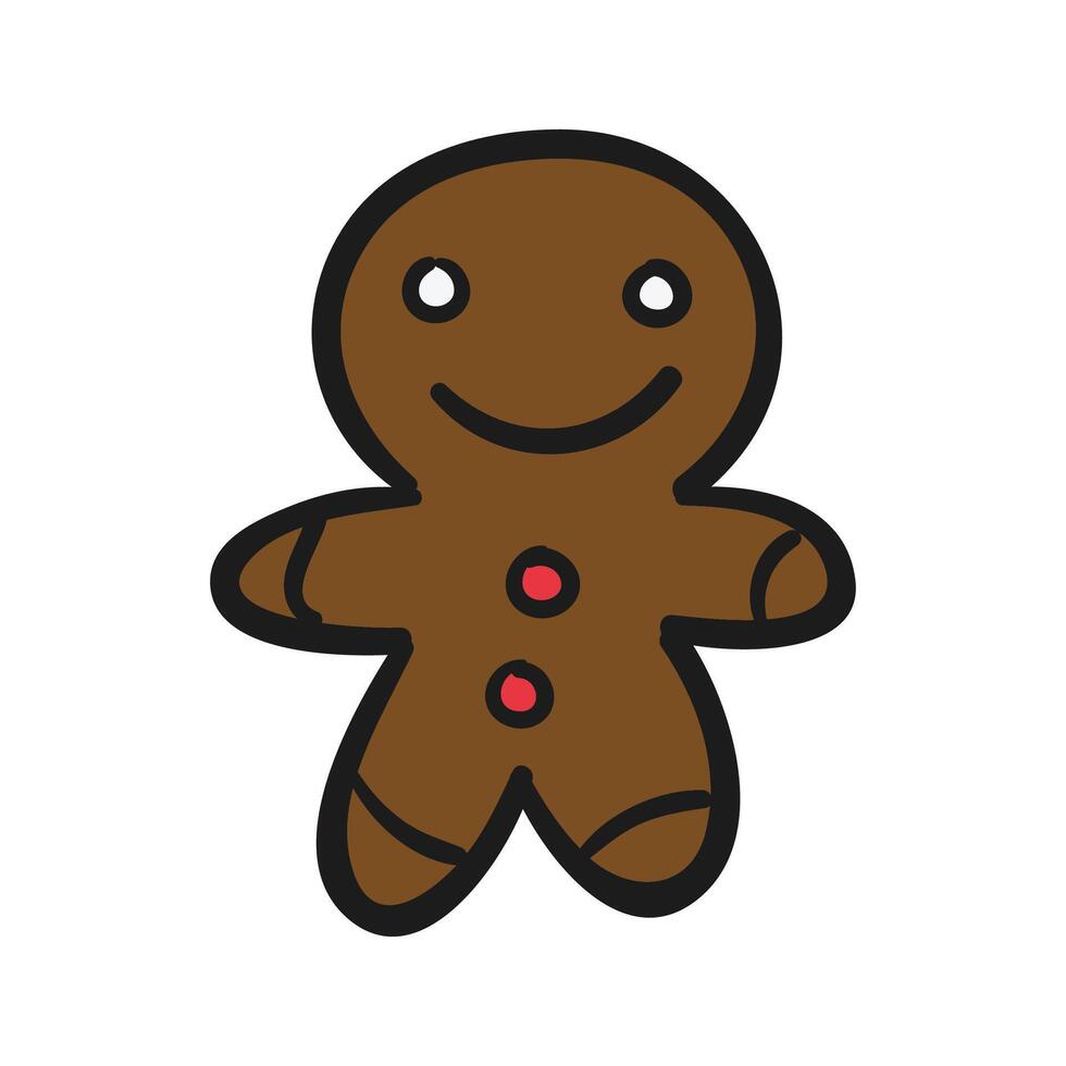 Flat gingerbread man cookie on white background vector