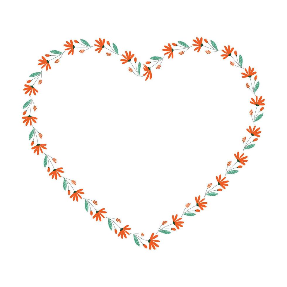 vector hand drawn flat design hearts border and frame