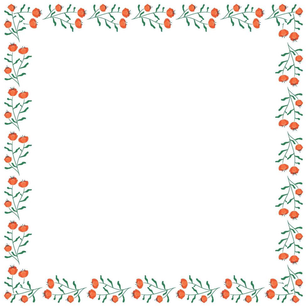Vector hand drawn spring floral frame