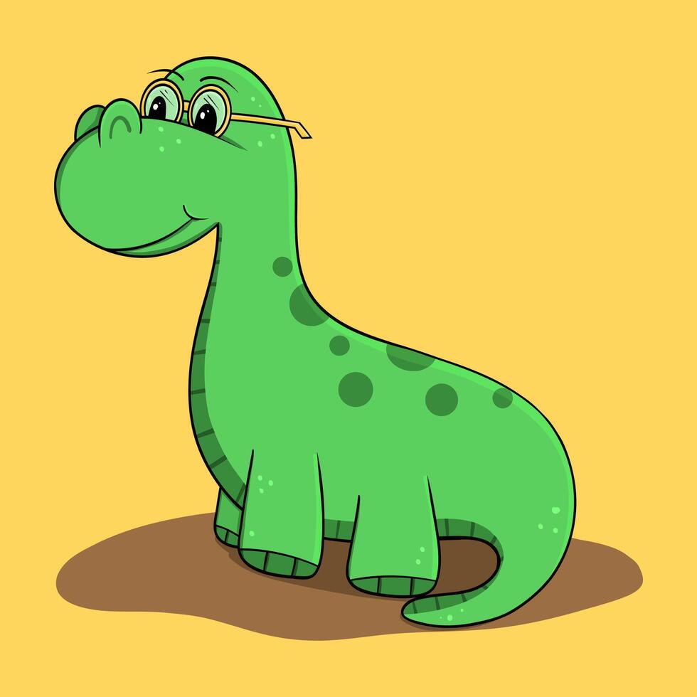 Cute baby green dinosaur vector cartoon illustration