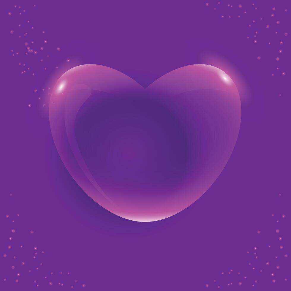 Vector a glass heart. Glossy heart shape