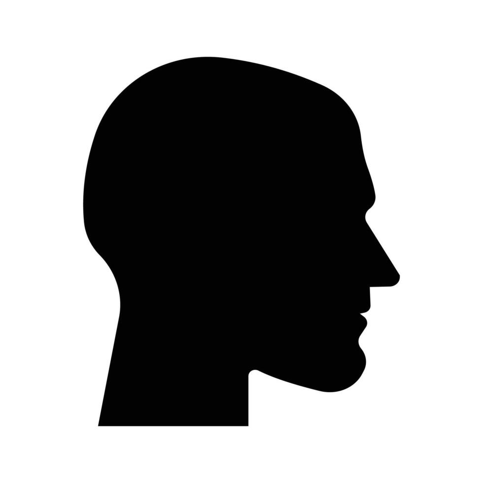 Black silhouette of face of a man isolated on white background vector