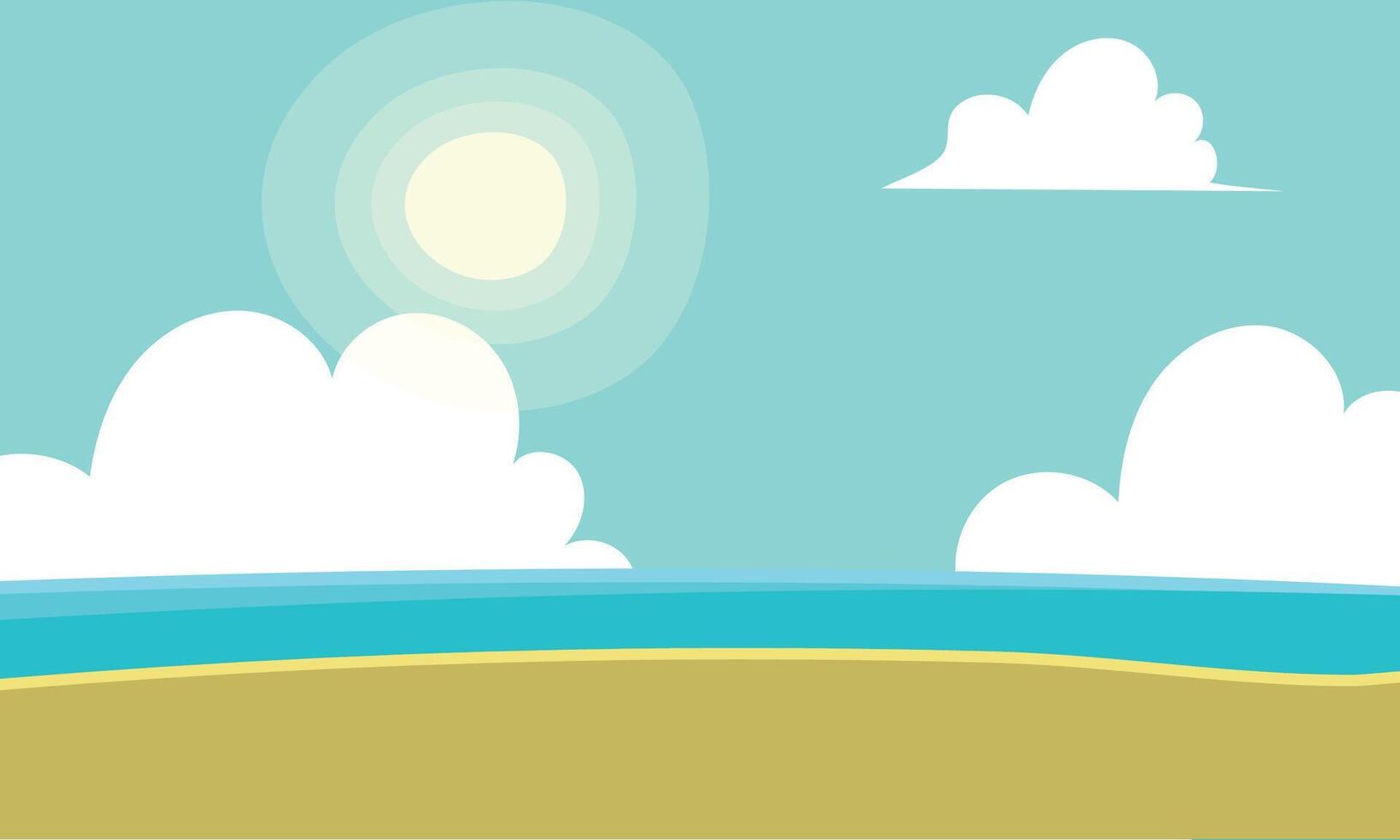 Vector tropical beach with sea background