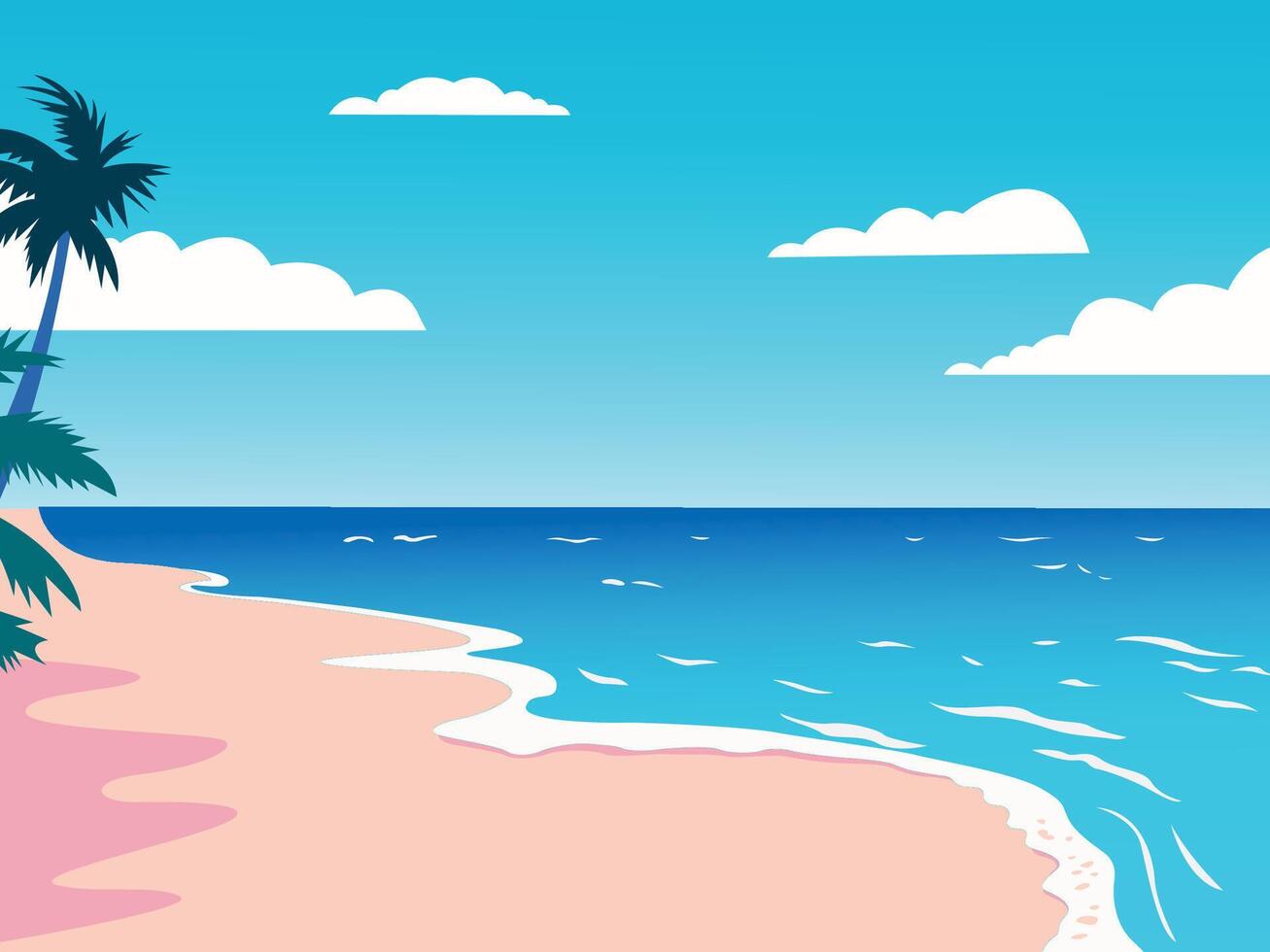 flat beach landscape illustration vector