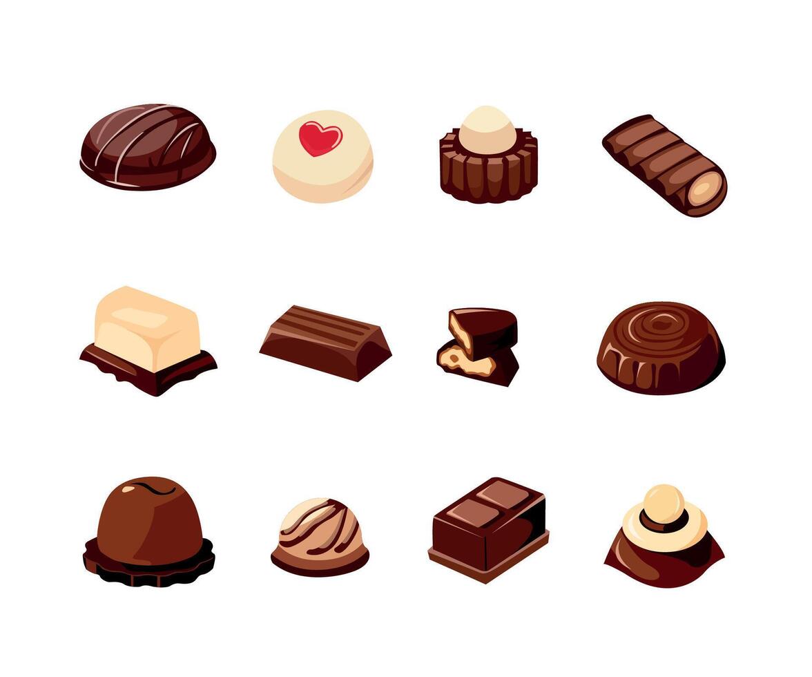 vector sweet chocolate set illustration