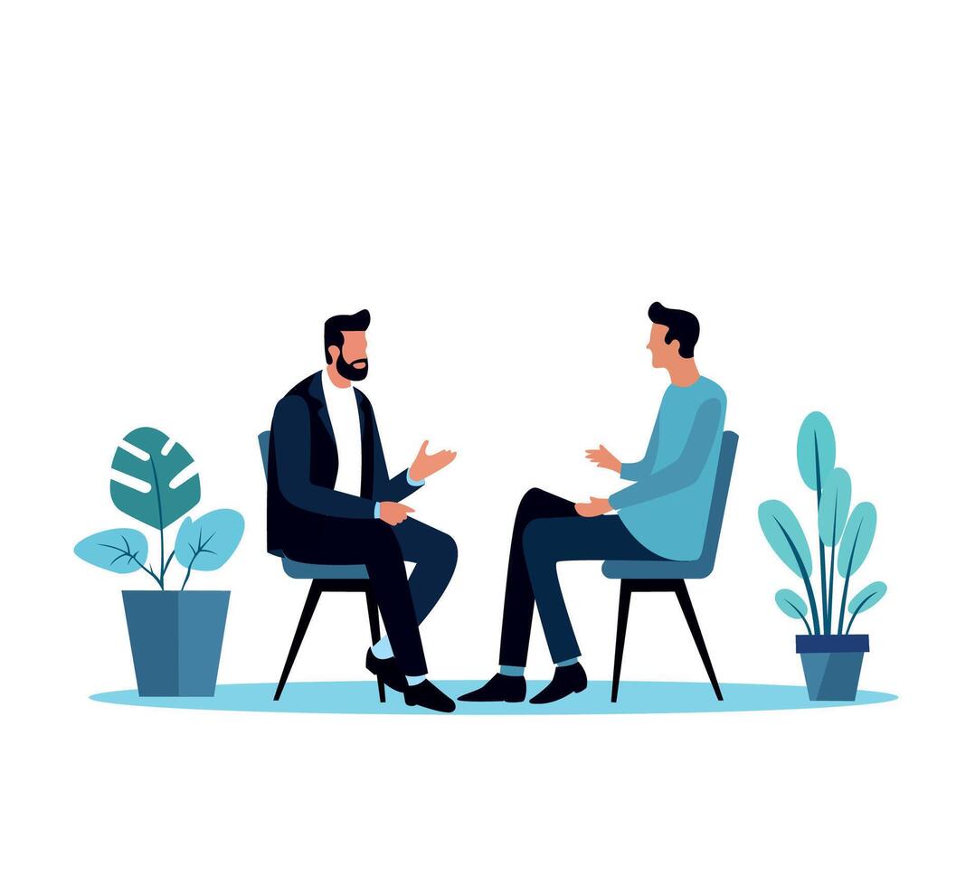 man are talking flat character illustration vector