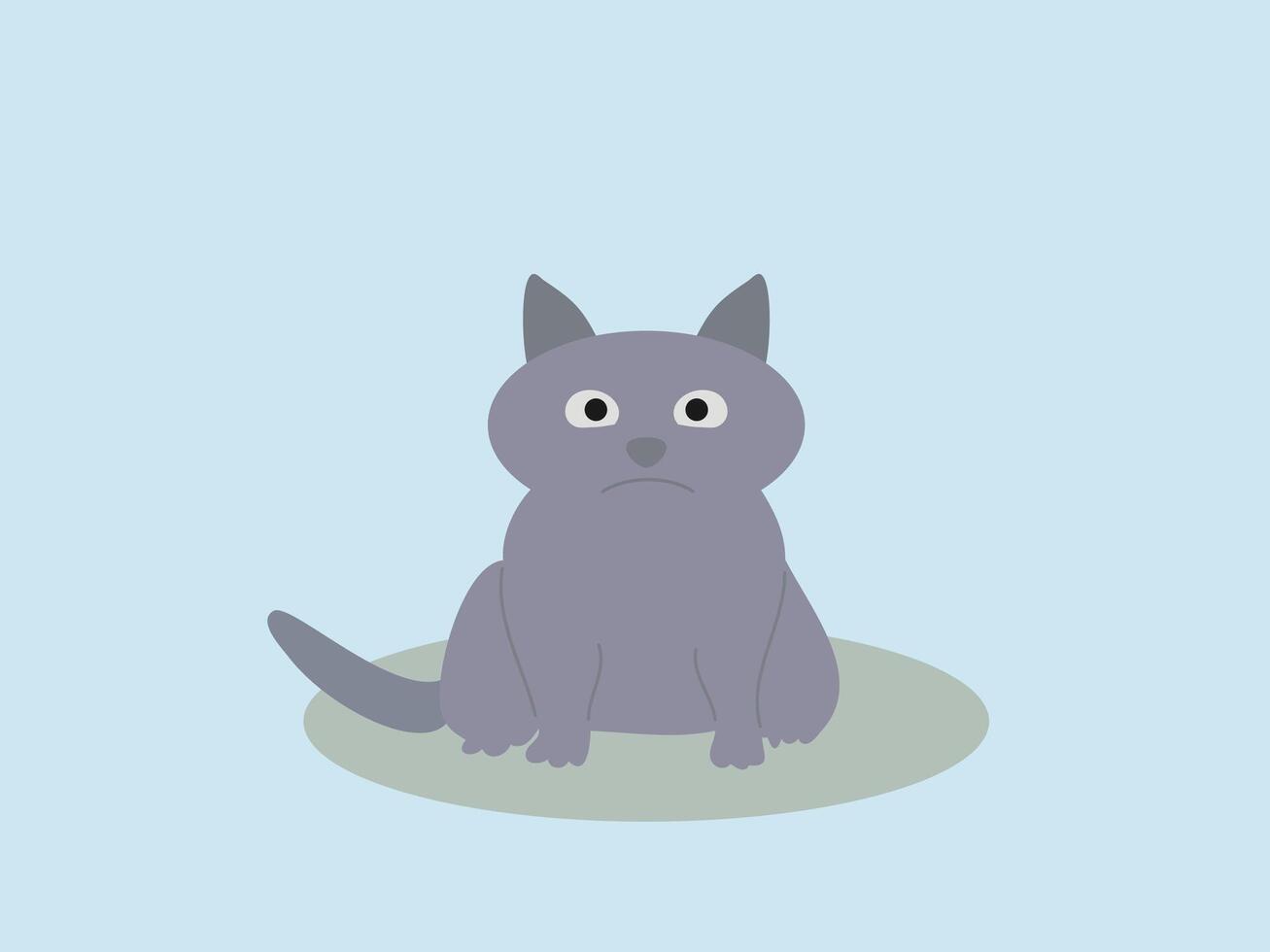 flat design cute cat vector illustration