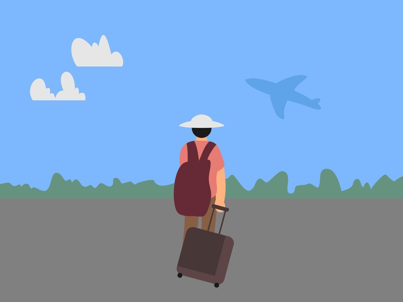 Flat design airplane travel vector illustration