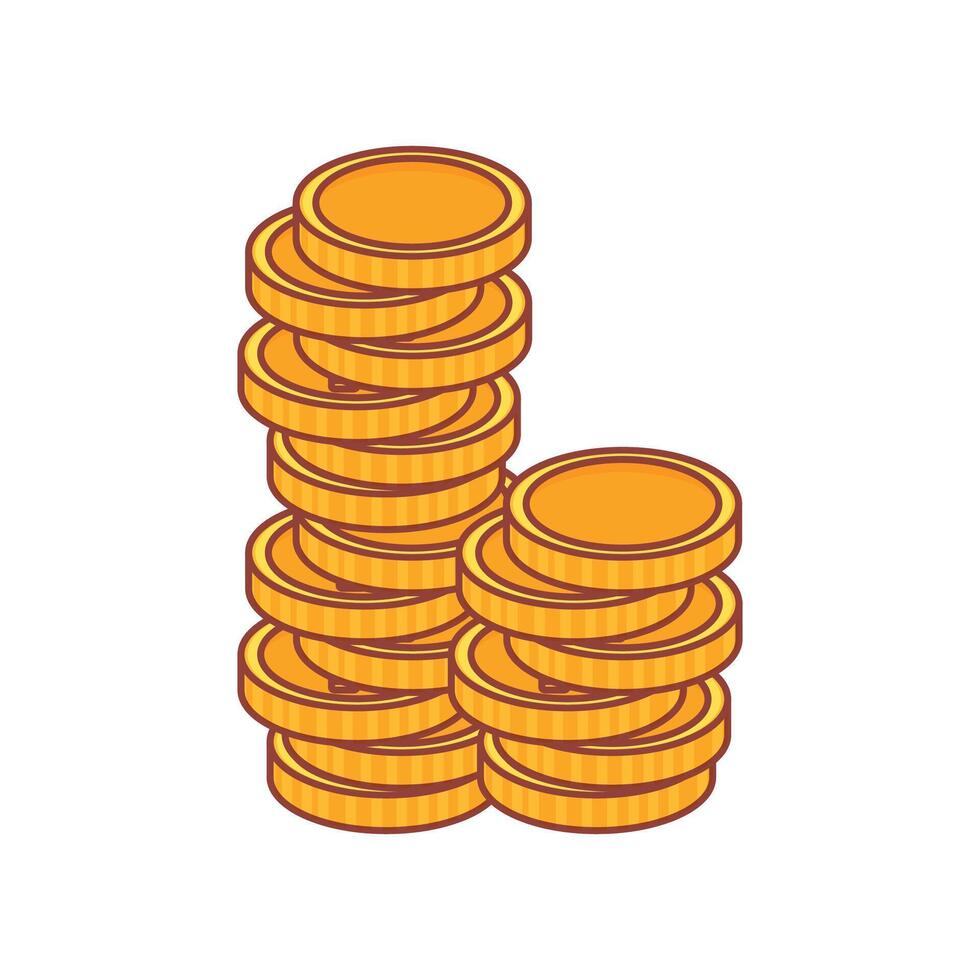 Vector gold coins stack set on white background
