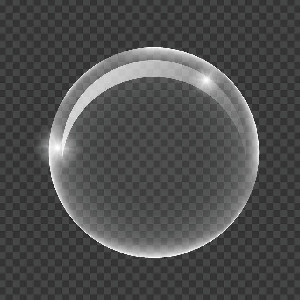 vector white transparent glass sphere glass or ball, shiny bubble glossy