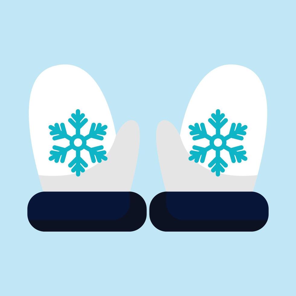 Vector clipart red mittens with snowflakes on blue background