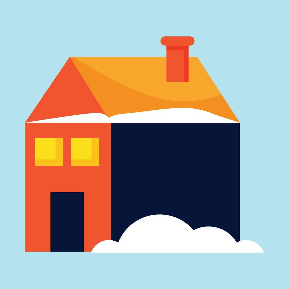 flat design house illustration on blue background vector