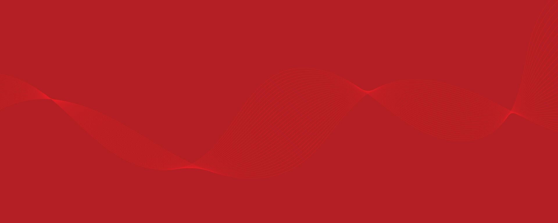 Vector abstract red background with dynamic red waves, lines and particles