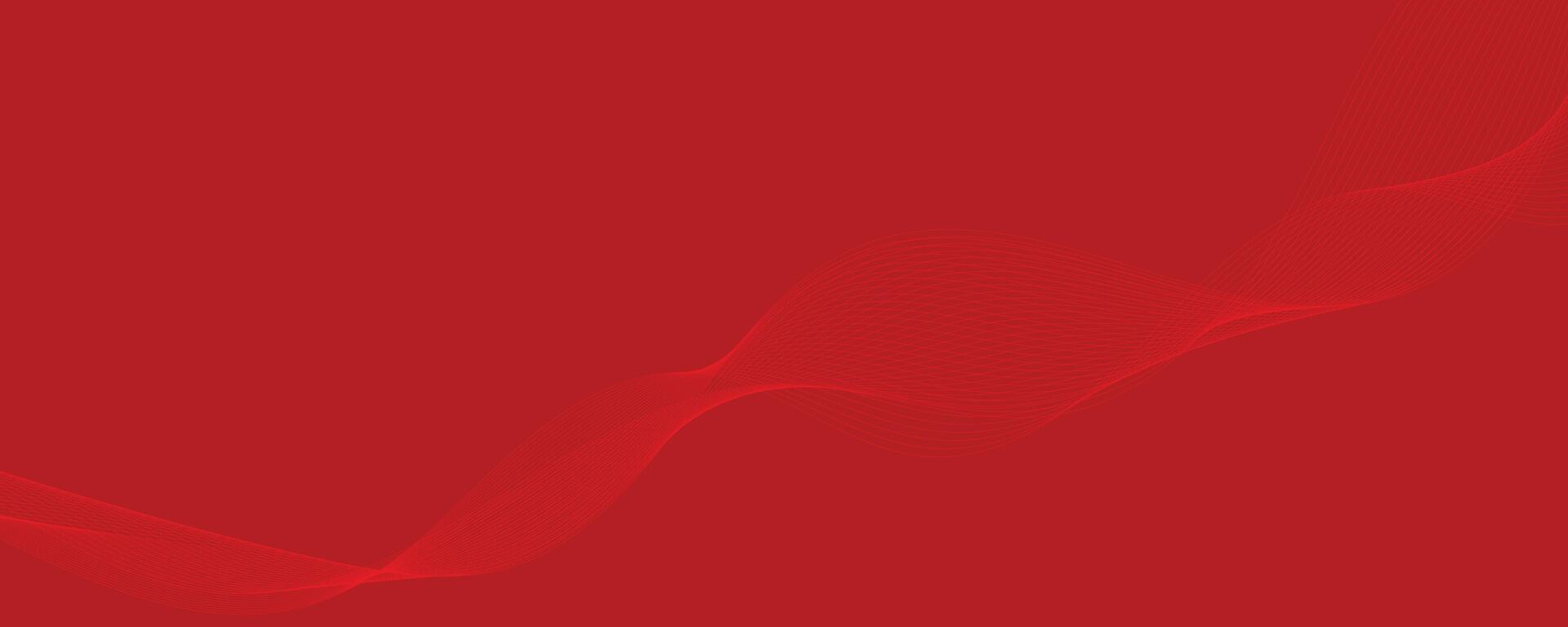Vector abstract red background with dynamic red waves, lines and particles