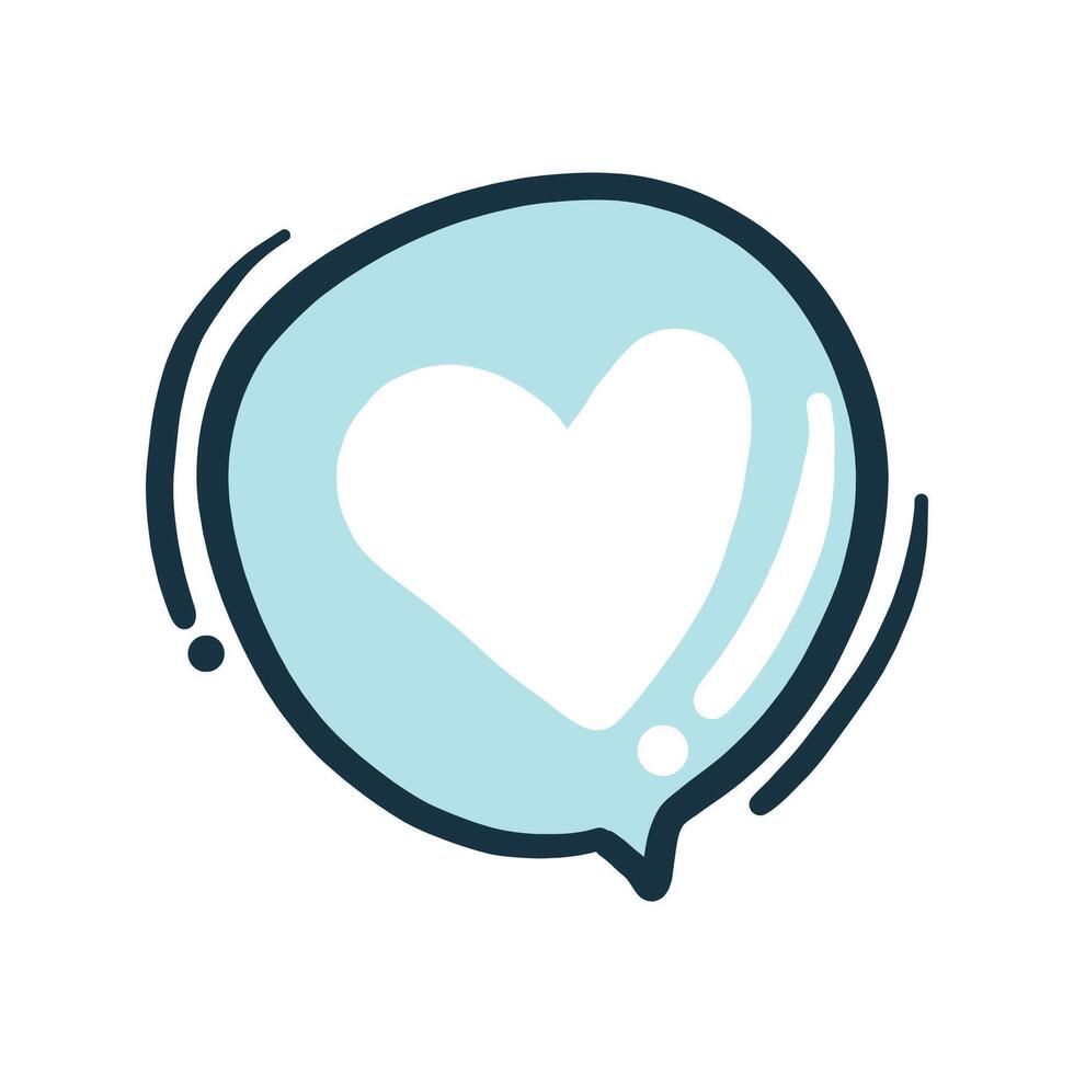 Vector thought cloud with heart declaration of love vector illustration
