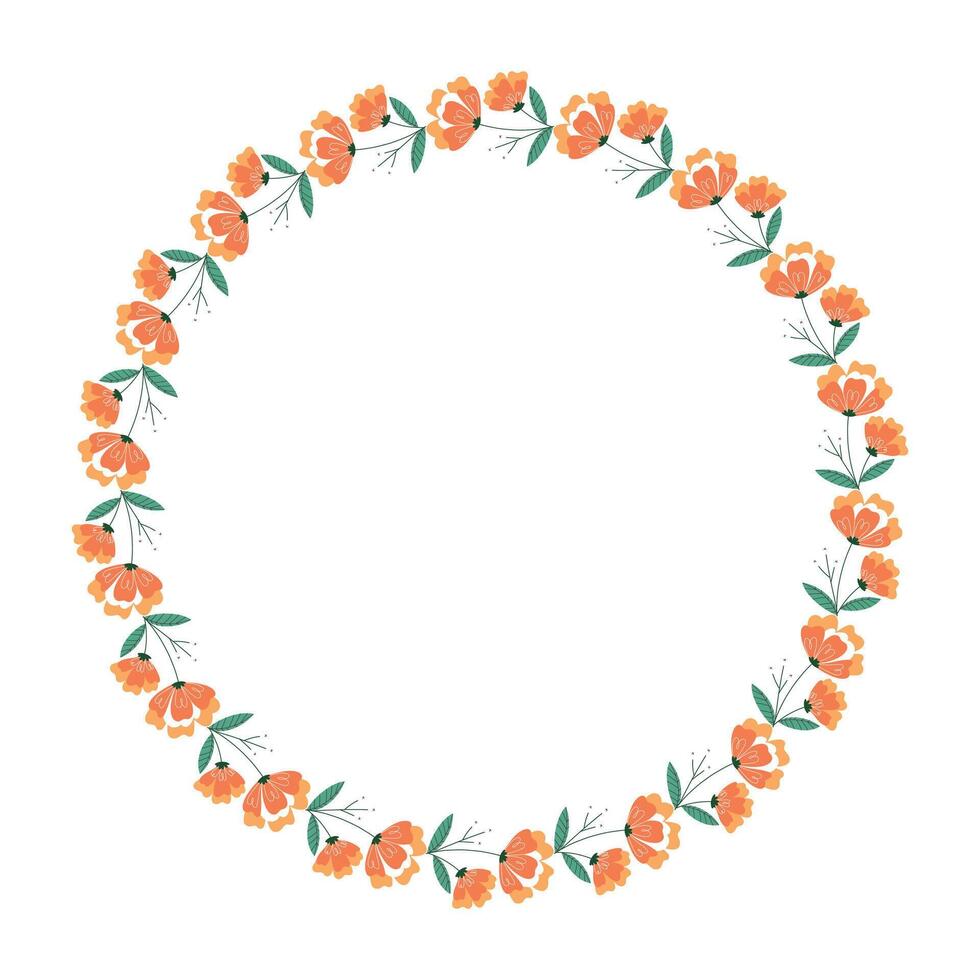 vector handdrawn spring floral frame concept