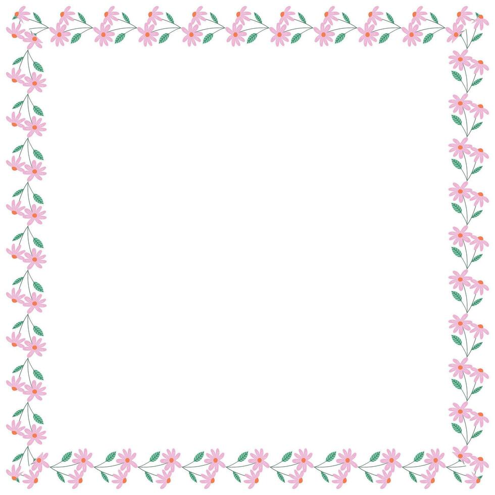 vector handdrawn spring floral frame concept