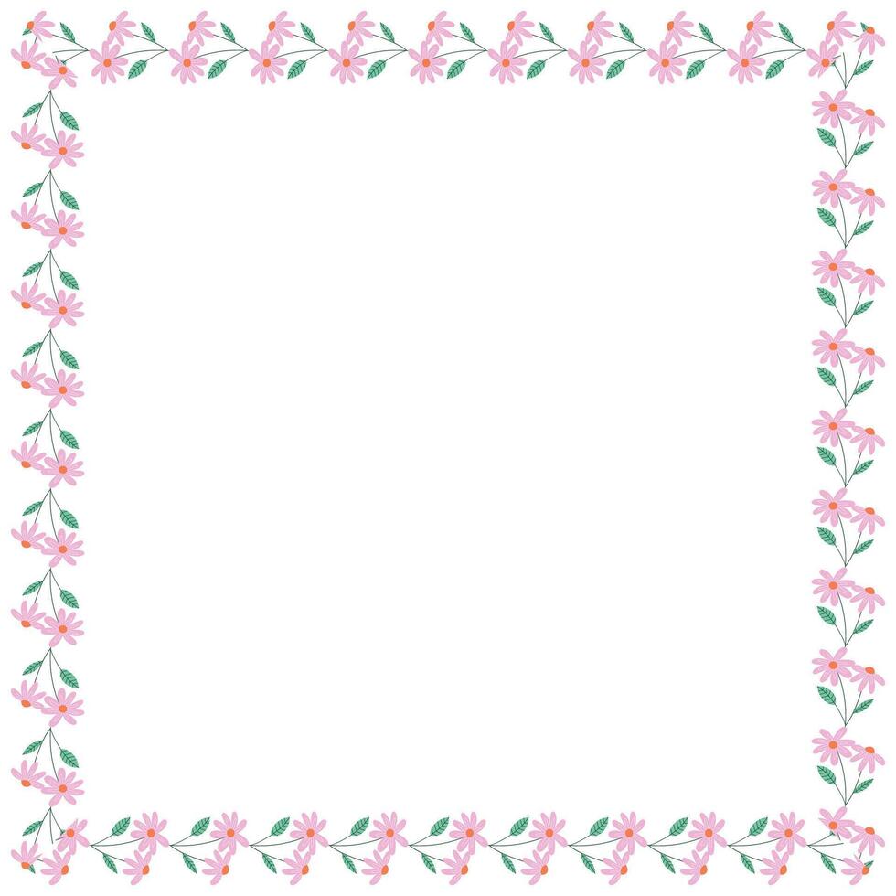 vector handdrawn spring floral frame concept