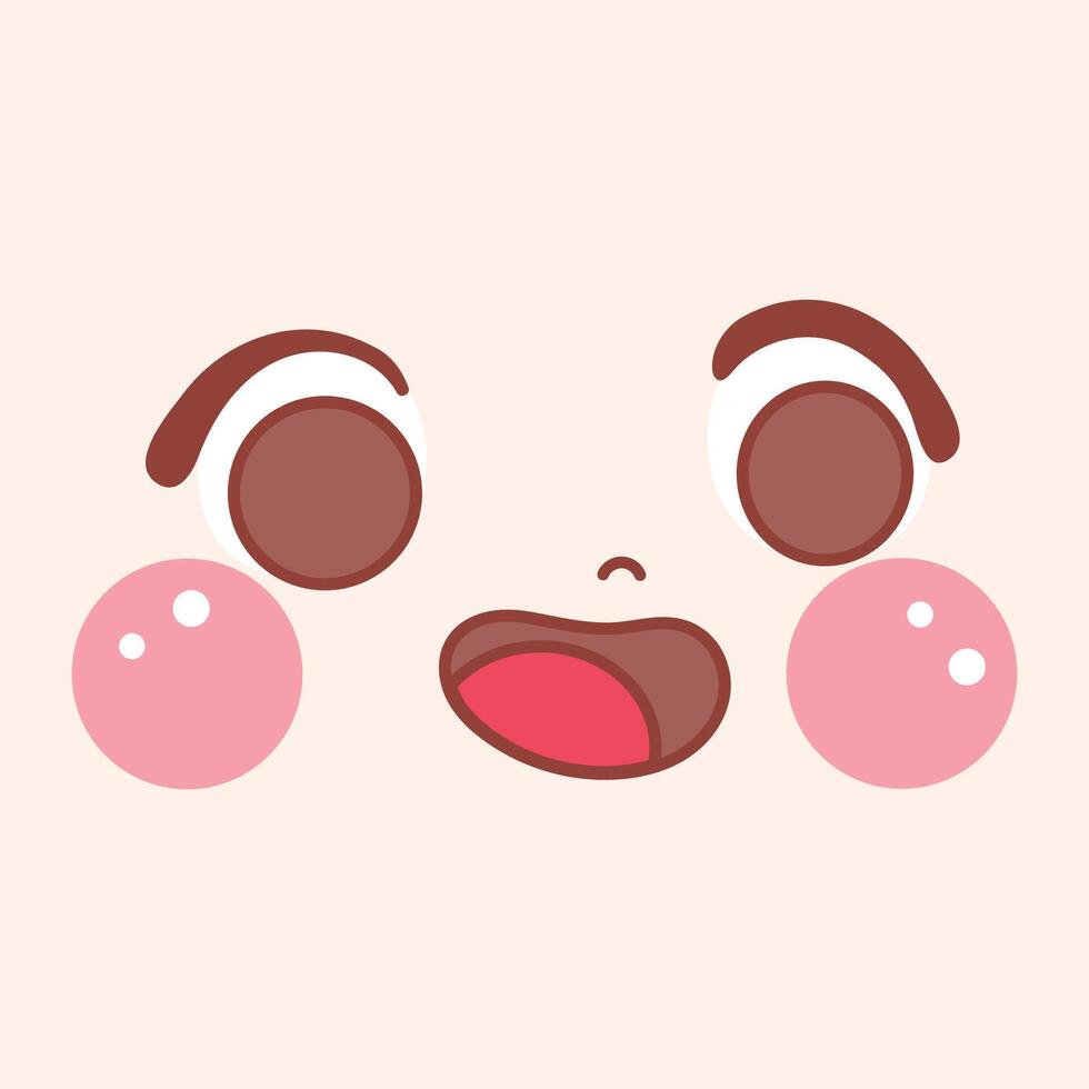 Vector hand drawn flat design kawaii face