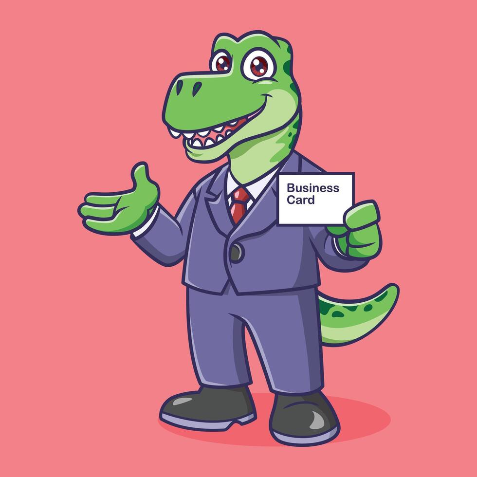 Cute T rex Dinosaur as Businessman Animal Cartoon Illustration vector