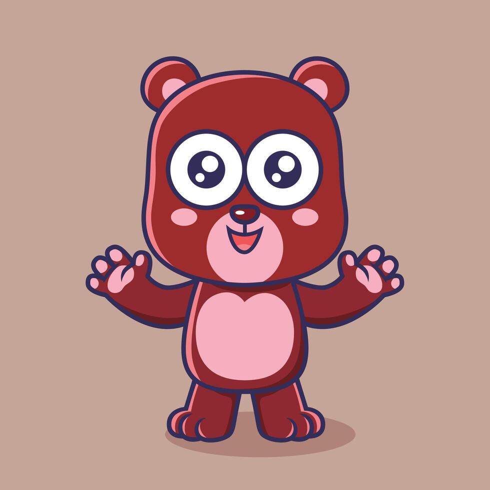 Cute brown bear animal character cartoon vector illustration