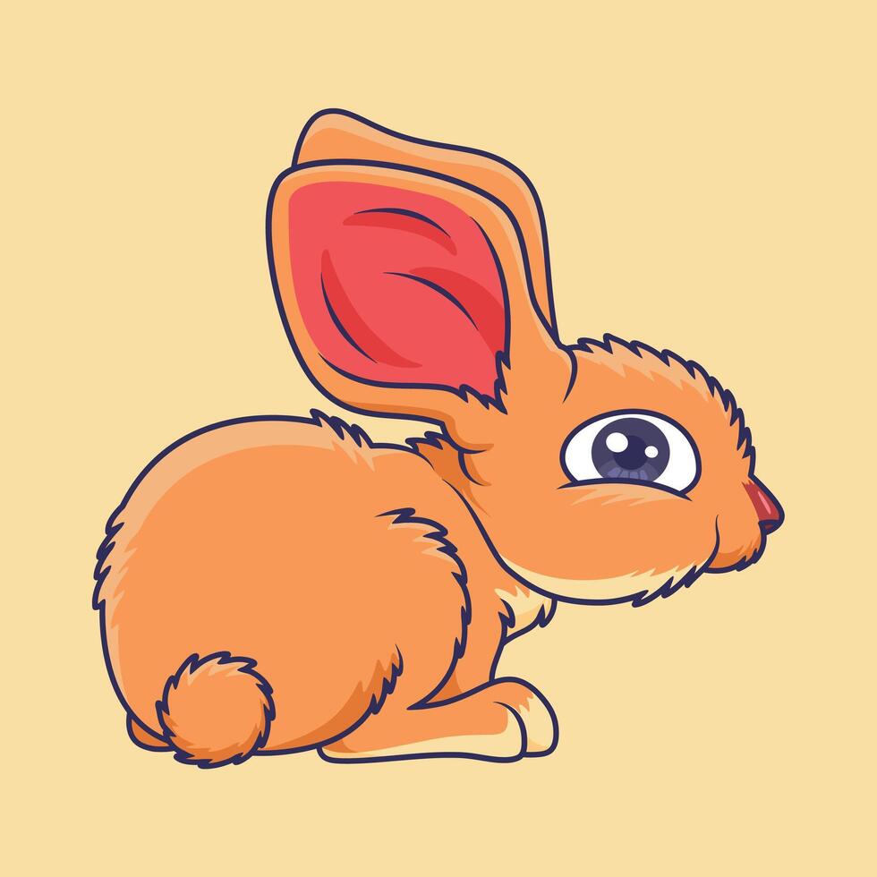 Cute rabbit bunny animal character cartoon vector Illustration