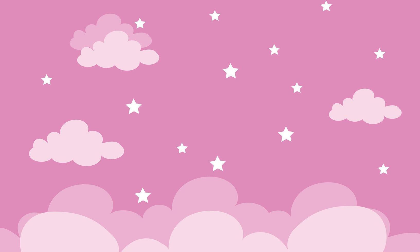 vector flat style moon stars and clouds background design