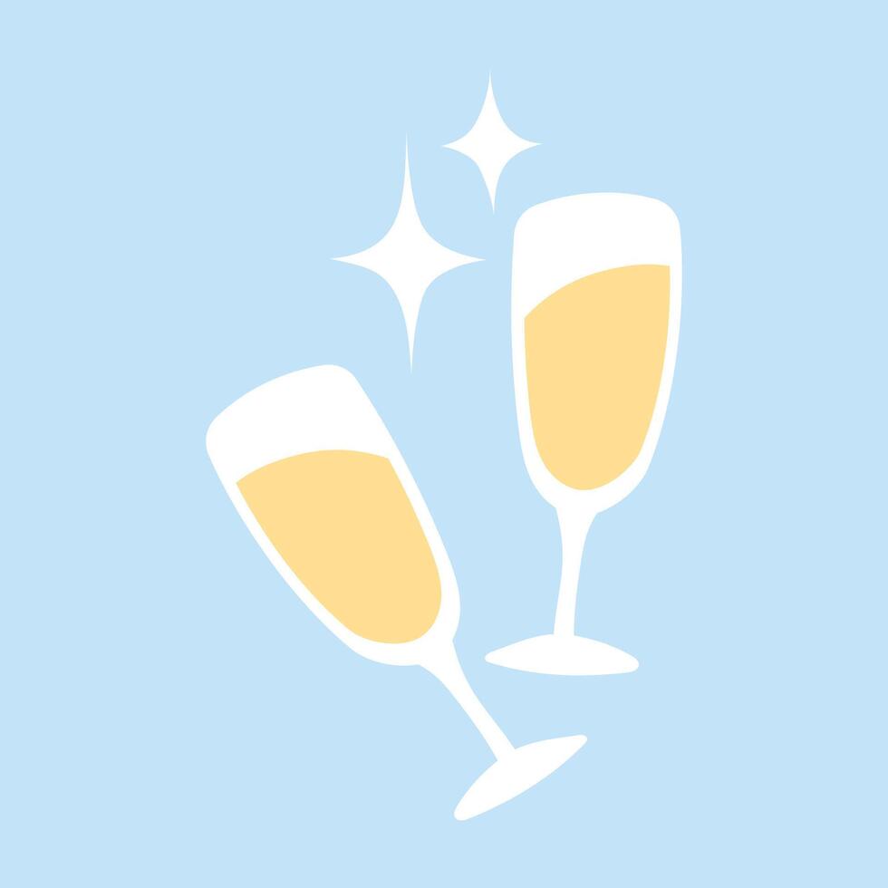 Vector champagne toast glasses illustration
