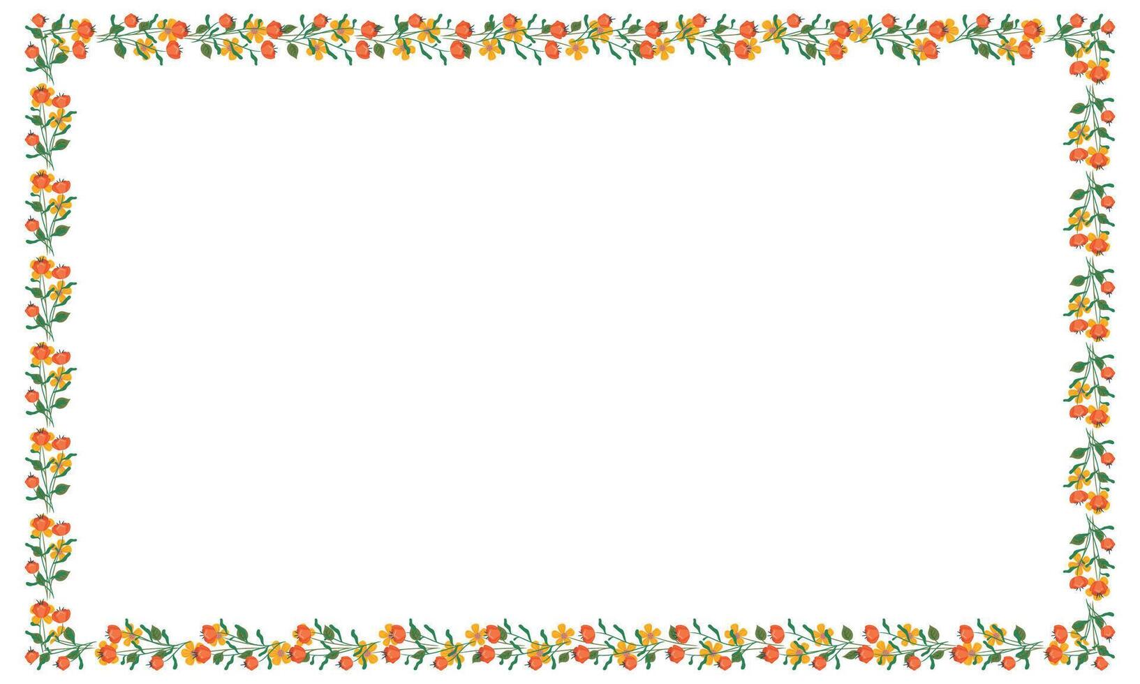 Vector hand drawn spring floral frame