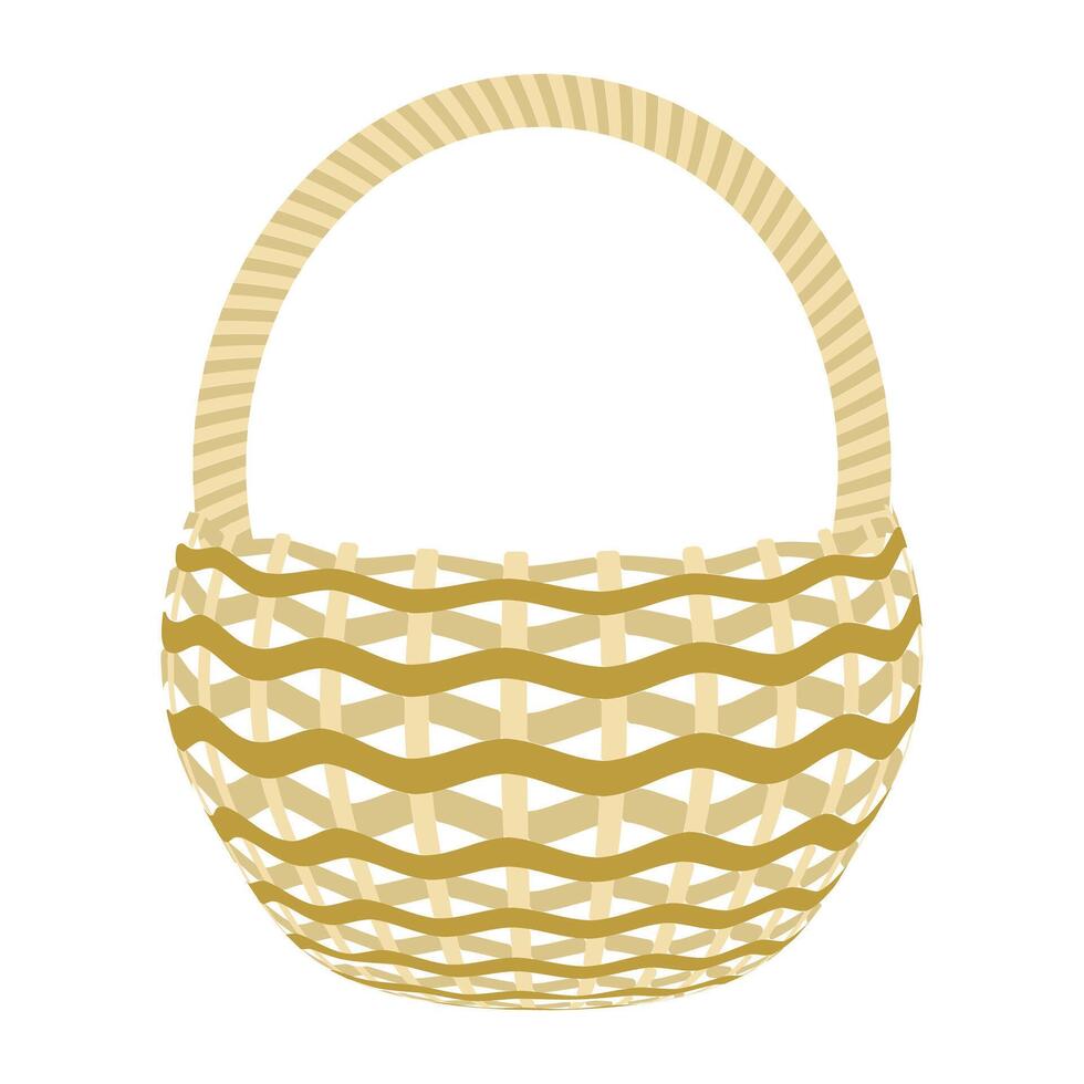 Vector picnic basket icon cartoon empty handmade wicker
