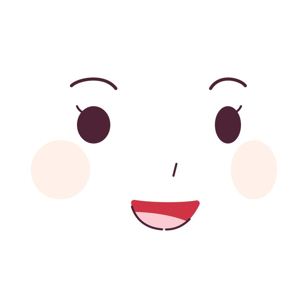 Vector hand drawn flat design kawaii face