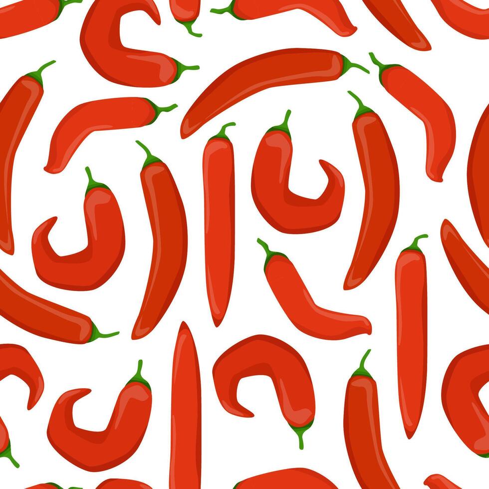 Seamless pattern of laconic red Mexican chili peppers vector