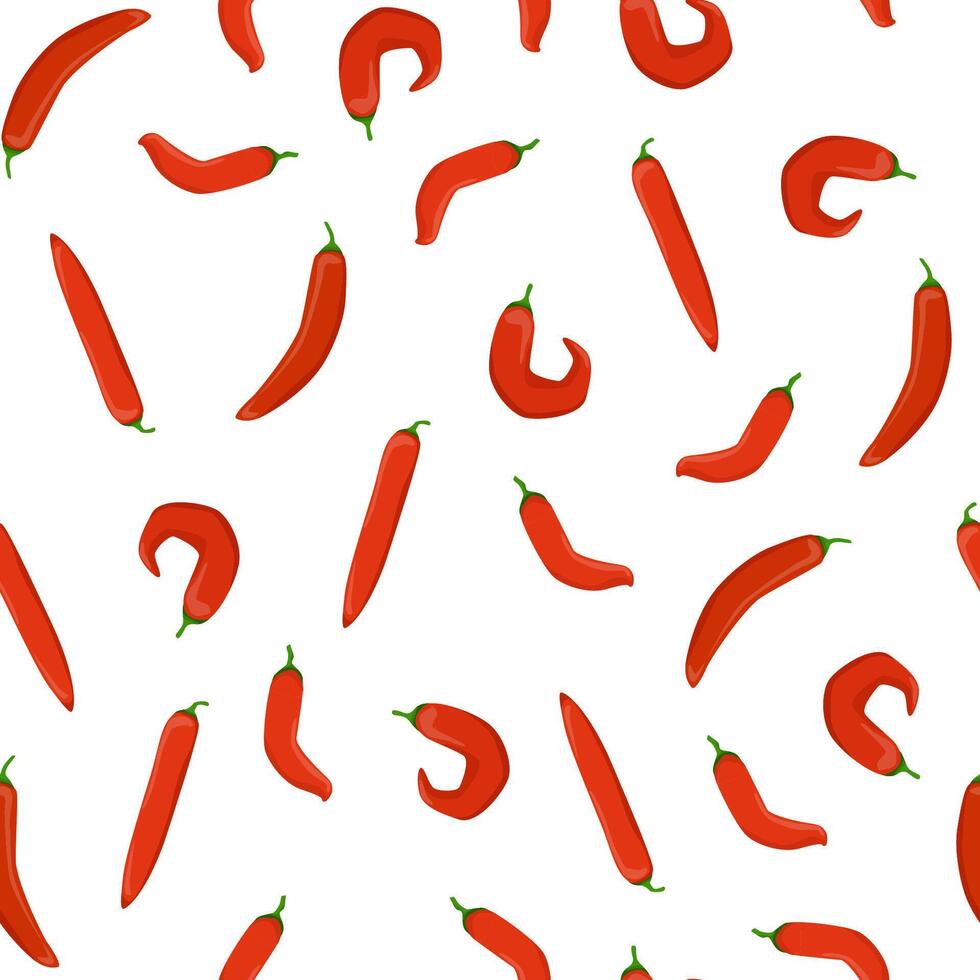 Laconic seamless pattern of hot Mexican red chili peppers vector