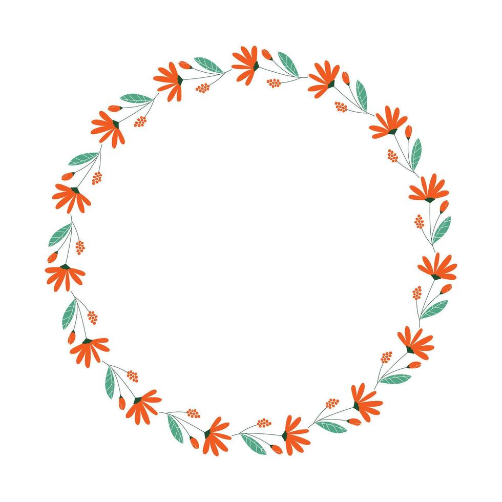 vector handdrawn spring floral frame concept