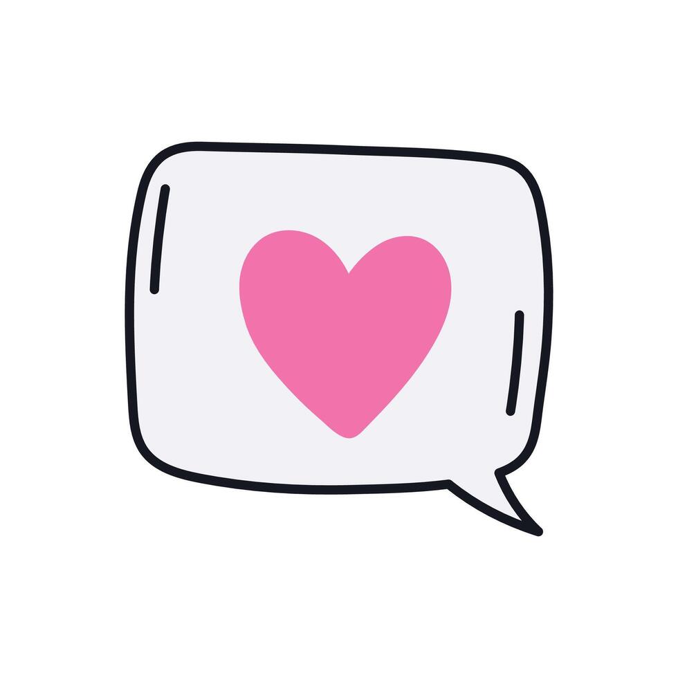 vector love message element vector in doodle style on white