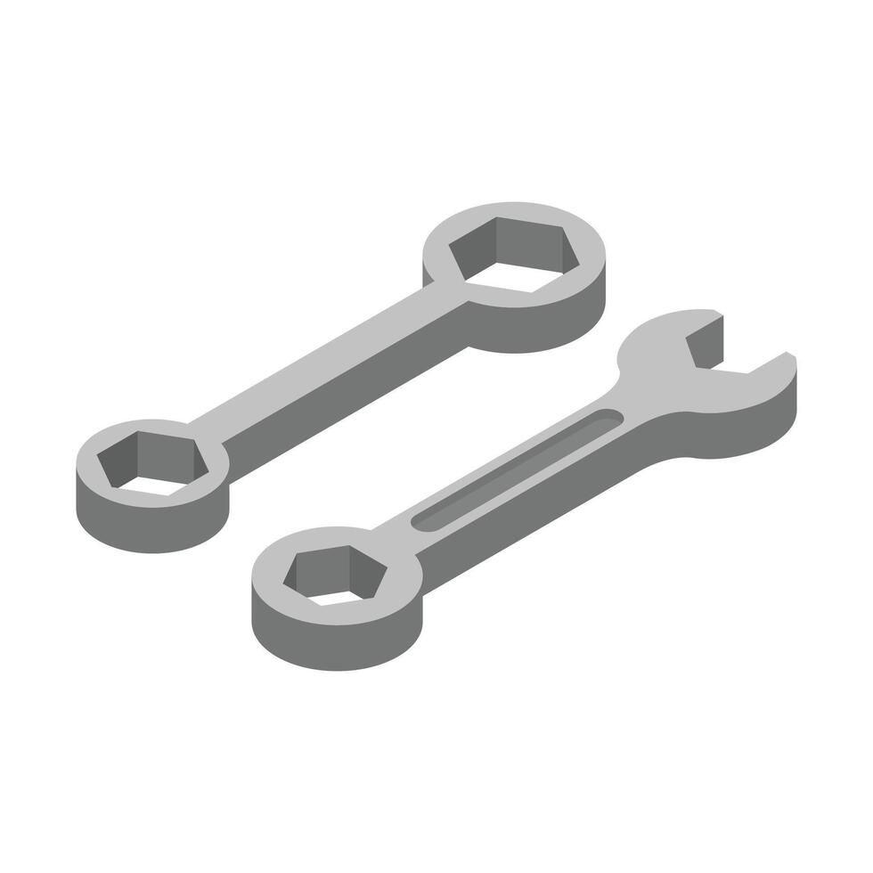 Steel spanners tools on white background vector