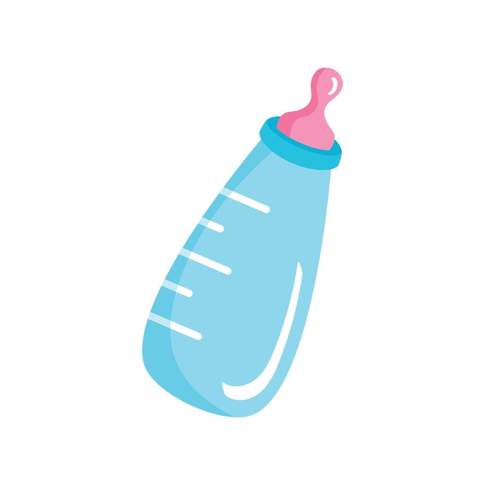 Vector baby milk bottle for newborn flat vector illustration isolated on white background